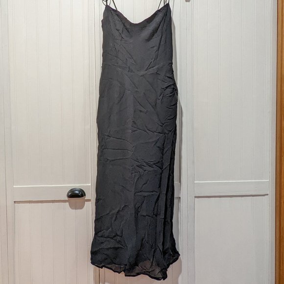 REFORMATION Kourtney Black Faux Wrap Midi Dress - Picture 5 of 8